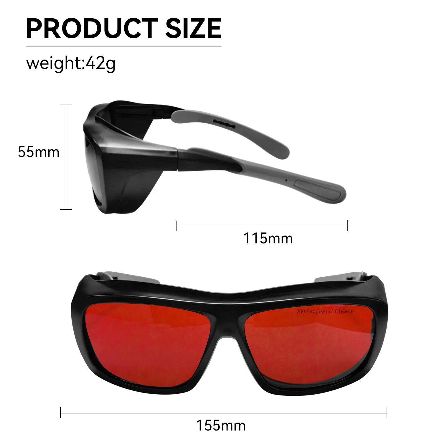 laser glasses 190-2000nm 10600nm OD6 CO2 Laser Protection goggles 1064 532 200-2000nm IPL Laser Safety Glasses  Laser protection