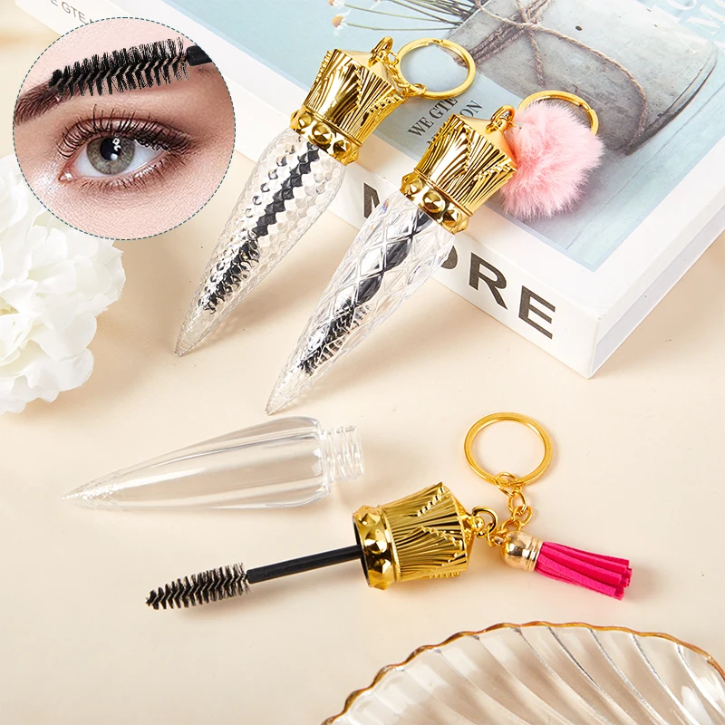 1PC Tube Eyelash Brush With Keychain  Mascara Wand For Lash Extension Clear Micro Comb Container Makeup Tool