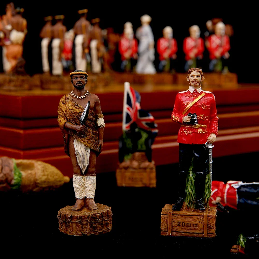 Zulu-Guerra Personagens Tema Jogo De Tabuleiro, Xadrez Resina, História Nacional, Toy Table, Cavaleiro De Luxo, Presente De Madeira, Coleção