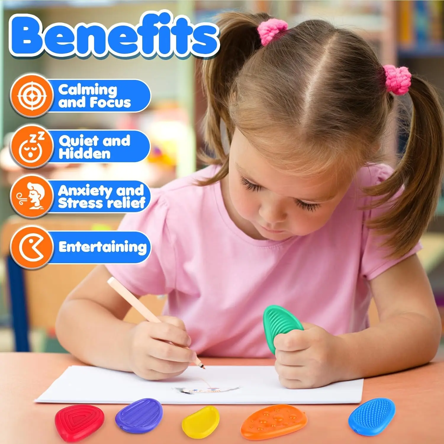 Fidget Toys – pierre sensorielle en Silicone pour adultes, paquet de 6, texturée pour l'autisme et les enfants, apaisant, anti-Stress, cadeaux pour enfants