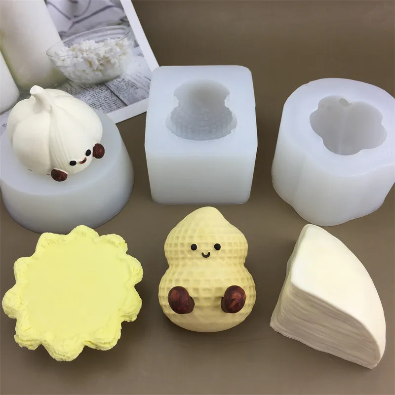

Cute Peanut Garlic Egg Tart Cake Embryo Model Decompression Silicone Mold Bread Chocolate Aromatherapy Plaster Mold
