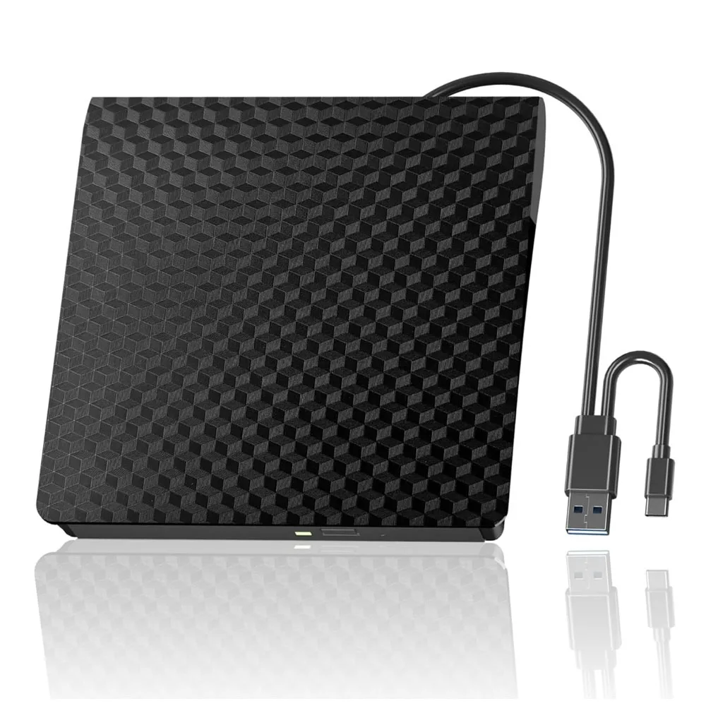 

External CD DVD Optical Drives USB 3.0 Type C 2-in-1 Slim Protectable CD-RW Drive DVD-ROM Burner Player for Laptop Desktop