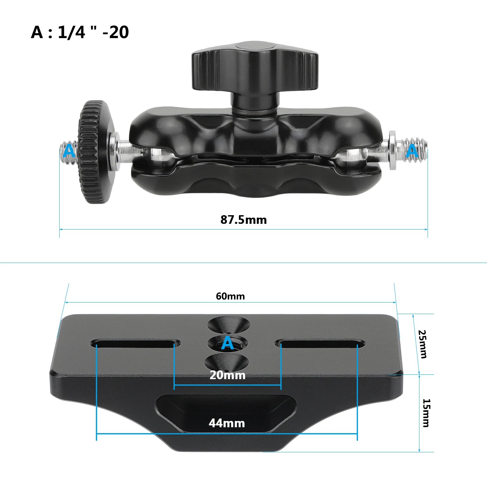 HDRIG 확장 지원, 1/4 "-20 볼 헤드 지원 홀더, BlackMagic 마이크로 신호 변환기 HDMI To SDI 3G
