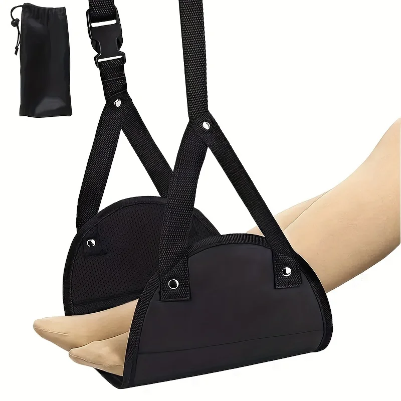 Comfortable Airplane Foot Hammock  Made With High Quality Oxford Cloth Portable Travel Carry On Adjustable Height