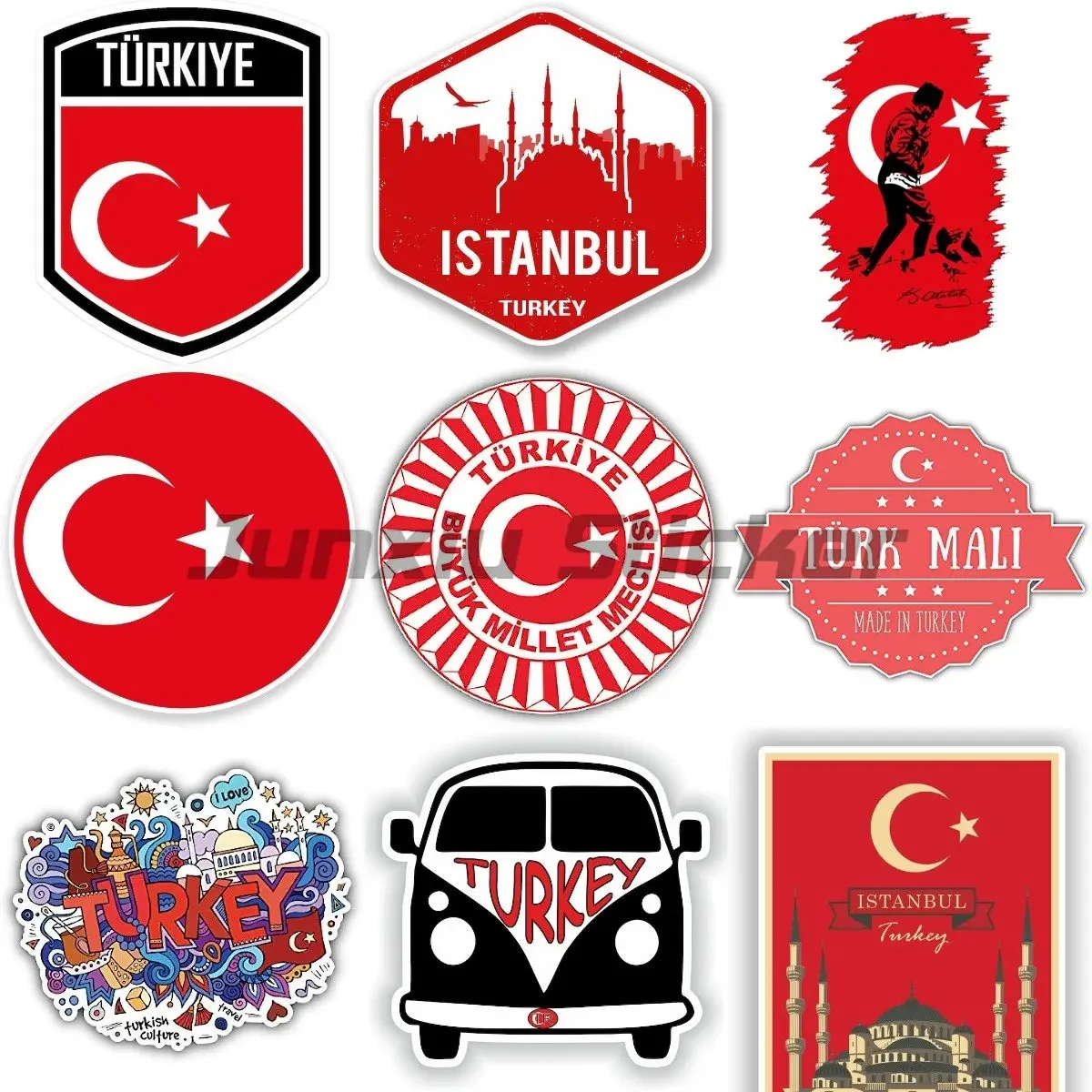 Turkey Turkish Map Flag Turkey Moon and Star Car Sticker Vinyl  Skateboard Helmet Decorative Accessories Decals