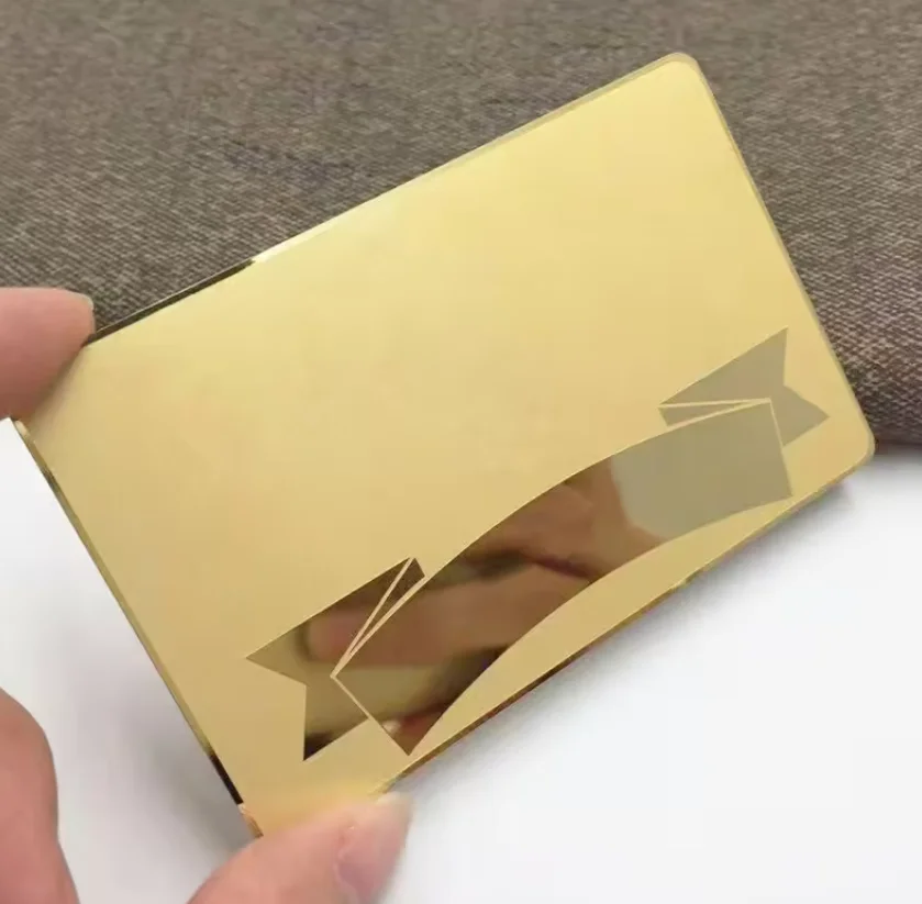 

Customized logo size, thickness, stainless steel membership card, gold and silver brushed black metal business card