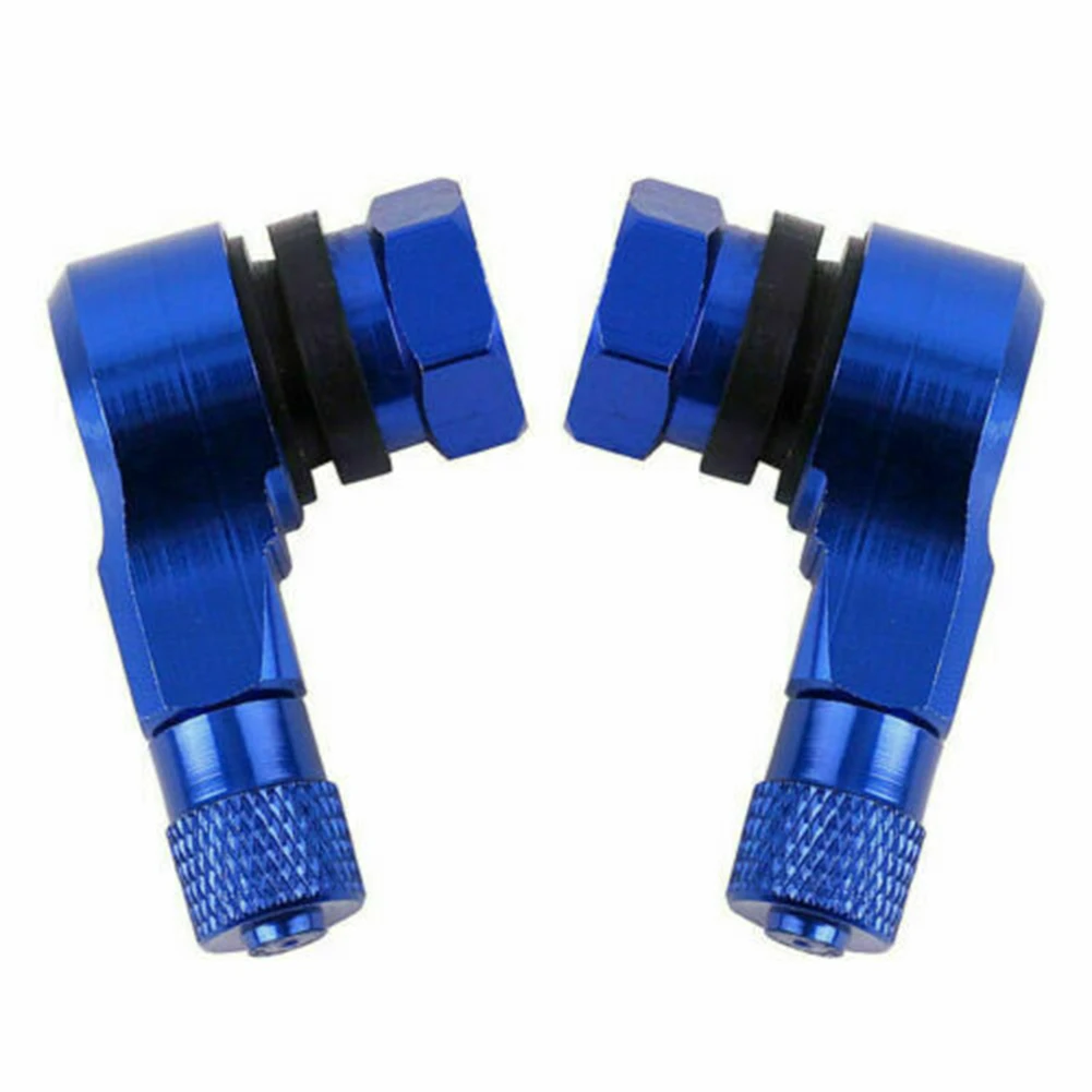 2PCS CNC Motorcycle 90 Degree Angle Wheel Tire Stem Tubeless Valve Aluminum Easy To Fill And Easy To Use To Check Tire Pressure.