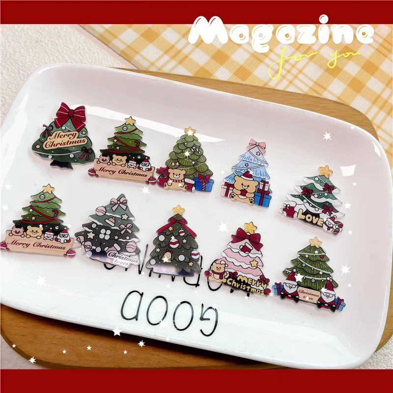 Wonderful Excellent Cute Cartoon Christmas Tree Fridge Magnet Decor Festive Atmosphere Sticker Set for Office Home Party Gift