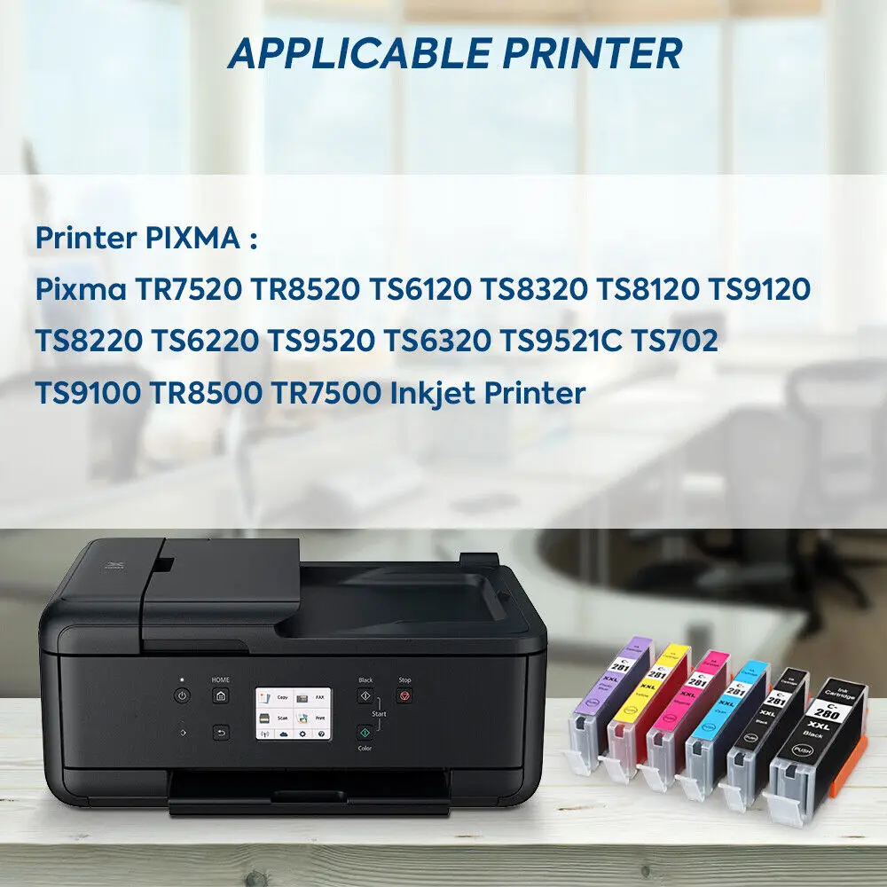 6pk tinta kkcmyb PGI-280XXL CLI-281XXL para canon pixma ts8120 ts8220 ts8320 ts9120