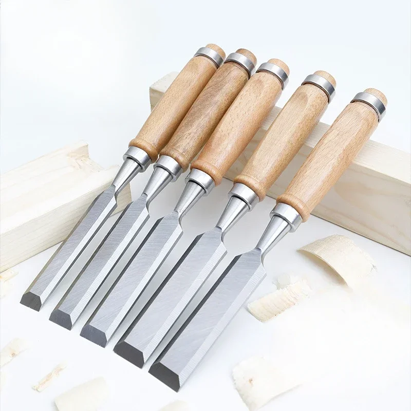 New Wood Chisels Set Sharp Chrome-Vanadium Steel Wood Carving Chisels with Beech Handles Ergonomic Wood Carving Tools