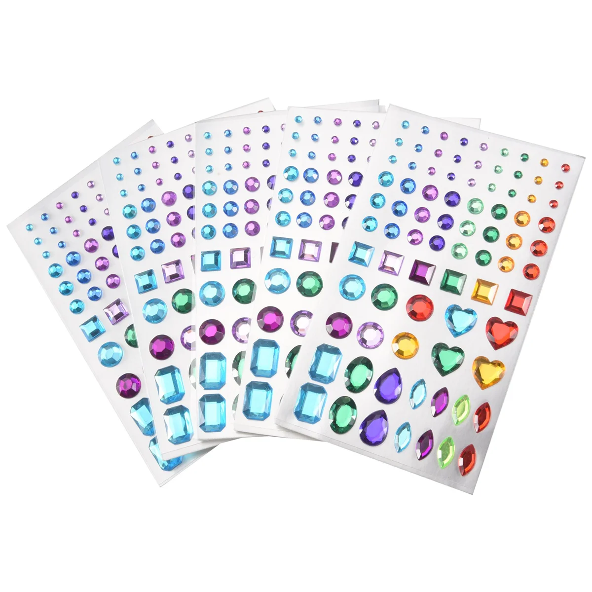 FZFZ 자체 접착 라인스톤 스티커 블링 공예 보석 크리스탈 보석 스티커, 다양한 크기, 5장(다색 3)