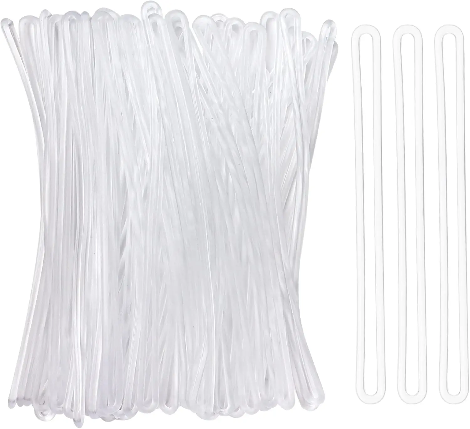 

100 Pack Clear Plastic Luggage Straps, 6 Inch Worm Loops for Luggage Tags, ID Badge Holders
