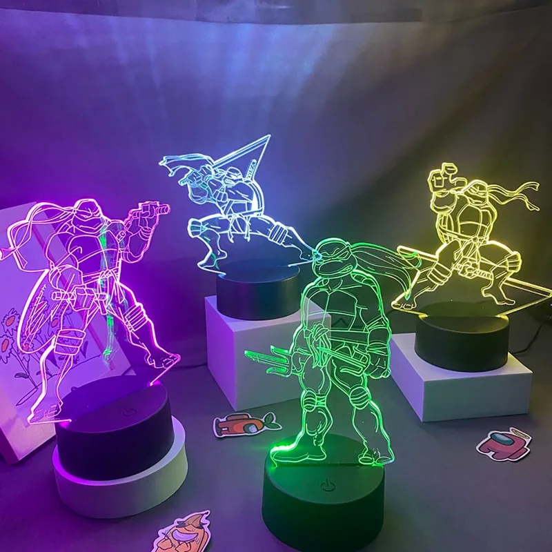 Teenage Mutant Ninja Turtles Desktop-Deko RGB Farbwechsel Gaming-Zimmer Deko Nachtlicht LED Atmosphäre Spiel-Tischlampe