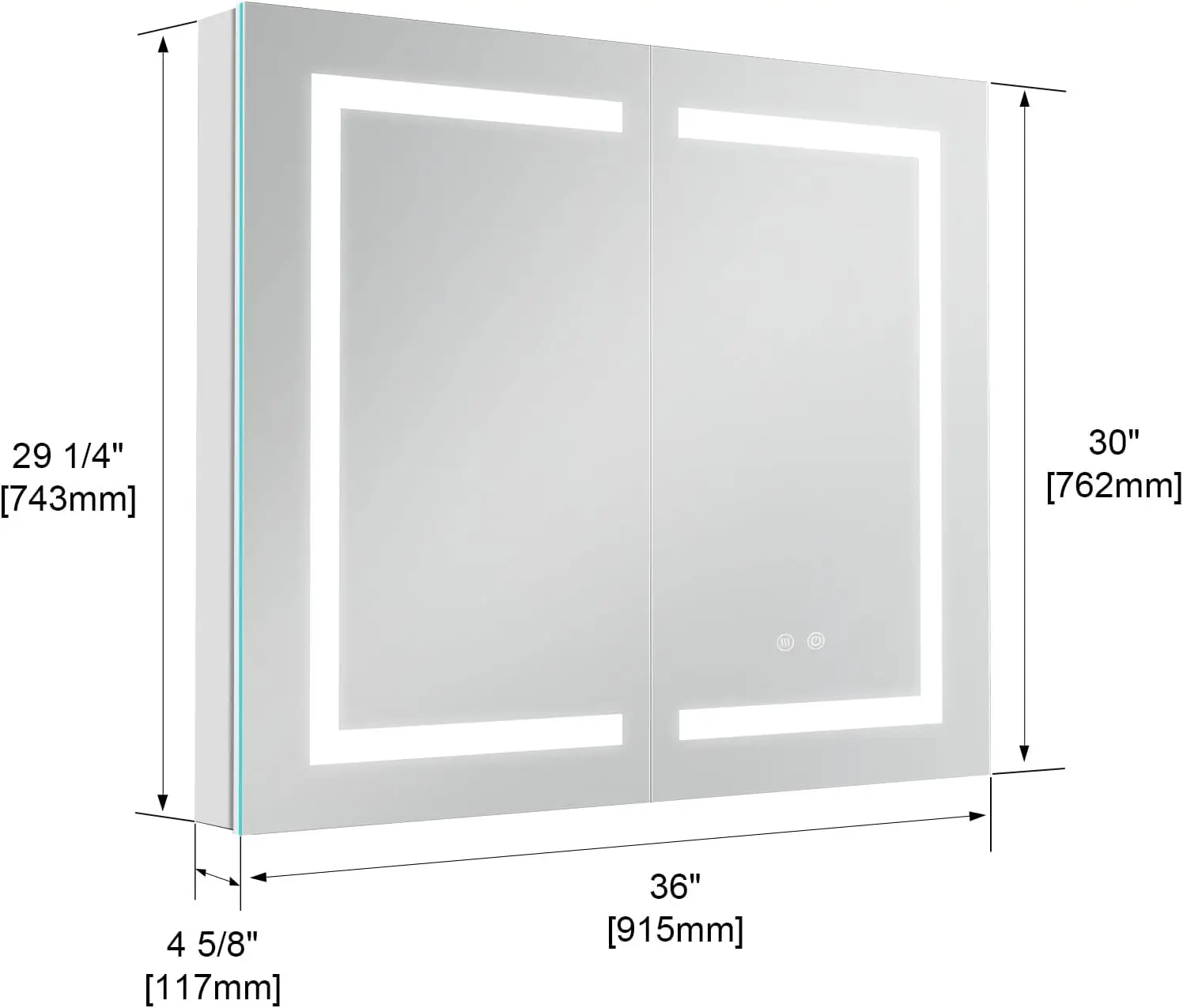 36x30 LED Mirror Medicine Cabinet Recessed or Surface, Makeup Mirror 3X, Adjustable Color Temp & Dimmer, Outlets & USB