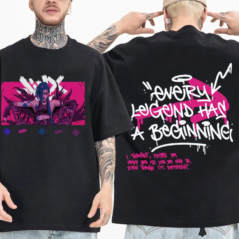

Jinxed Anime Arcane 2 T Shirt Men Women 100% Cotton Vintage T-Shirt Round Neck Tees Short Sleeve New Arrival Oversized Top Tees