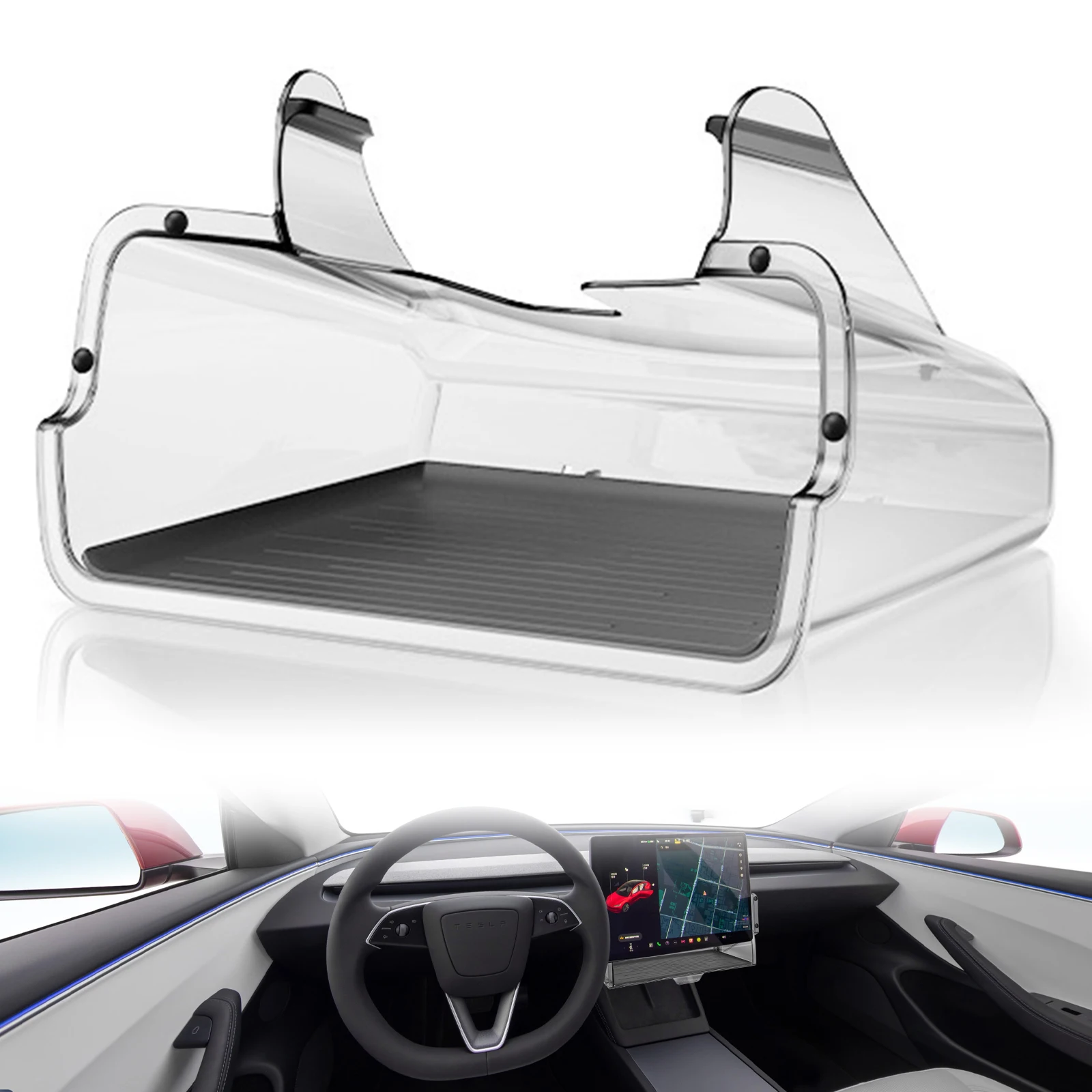 

Magnetic Center Console Organizer Tray with Anti-Slip Pad Dashboard Organizer for Tesla Model 3 2022-2023 & Model Y 2021-2024