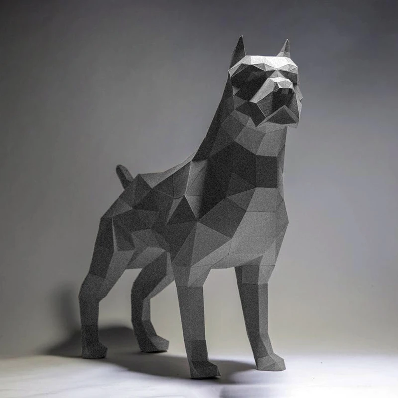 

60cm Pit Bull Large Animal Dog Pet Paper Model Home Decor Room Decoration Ornaments 3D Papercraft DIY Handmade Educational Toys
