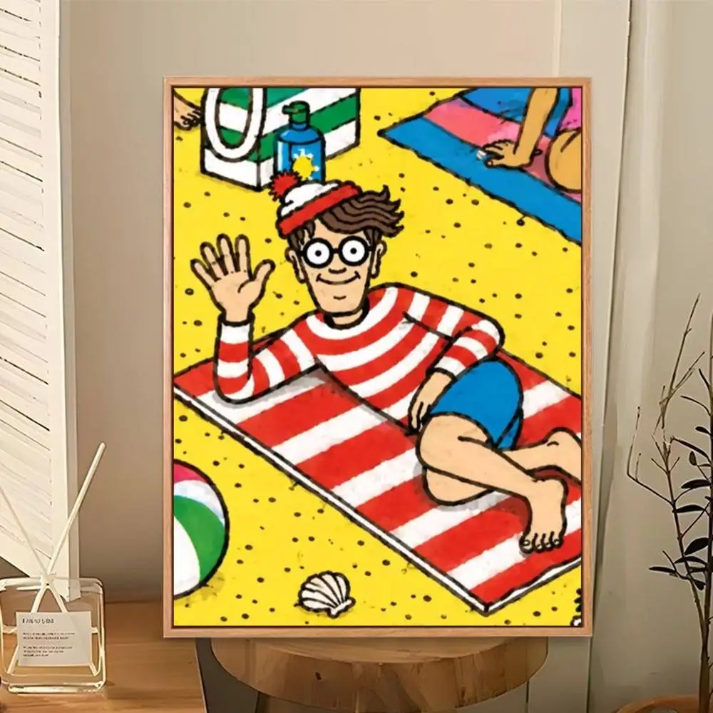 Game Wheres W-WallyS Waldo Poster Perfect Space Sticker Self Adhesive for Office Home Theater Wall Art Decor Fancy Gift