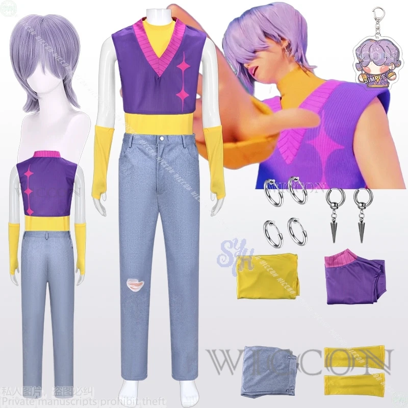 

Kpop Demon Boys Group Mystery Saja Suda Pop Косплей Y2K Цветной жилет Jirai Kei Модный костюм на Хэллоуин