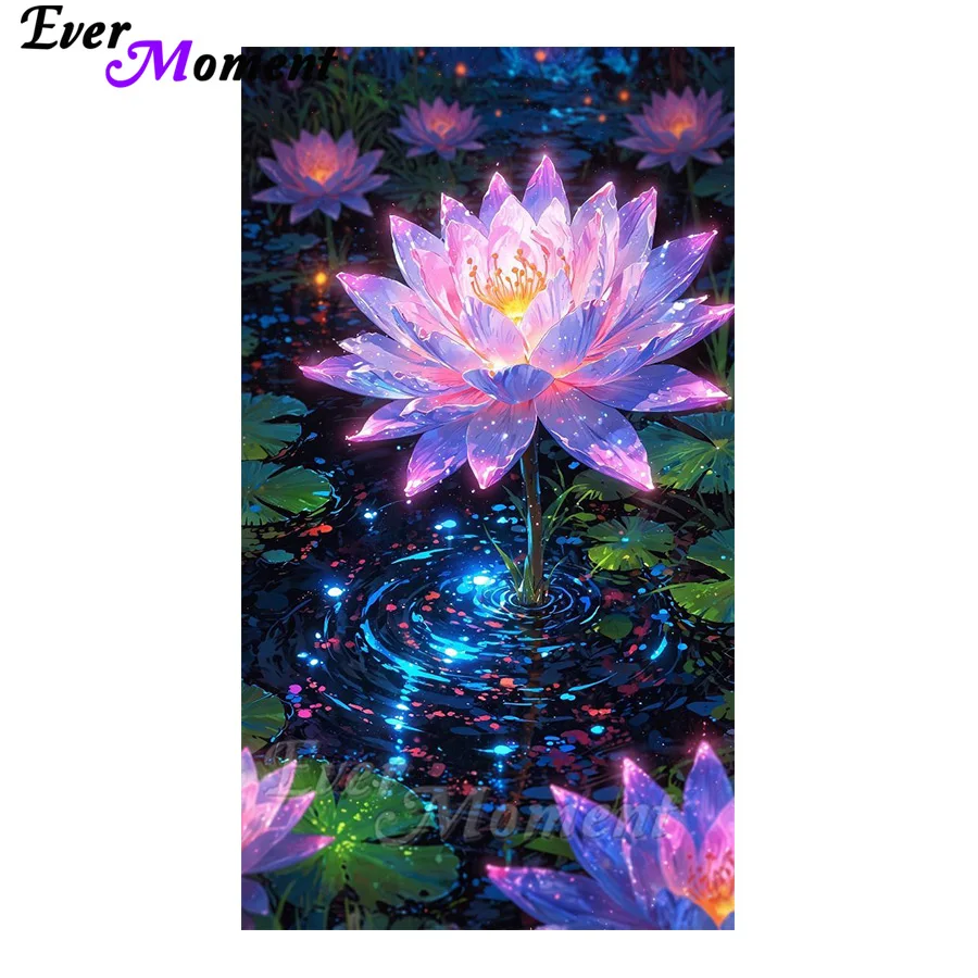 

Ever Moment Diamond Painting Glowing Lotus 5D Diamond Art Kits DIY Full Drill Paint for Home Wall Decor ASF2950