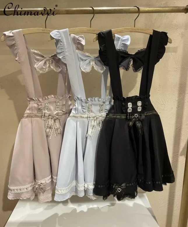 

Japanese Liz Mine Style Mass-Produced Sweet Cute Detachable Strap Skirt Fashion Lolita Multi-Layer High Waist Slim Women's Skirt