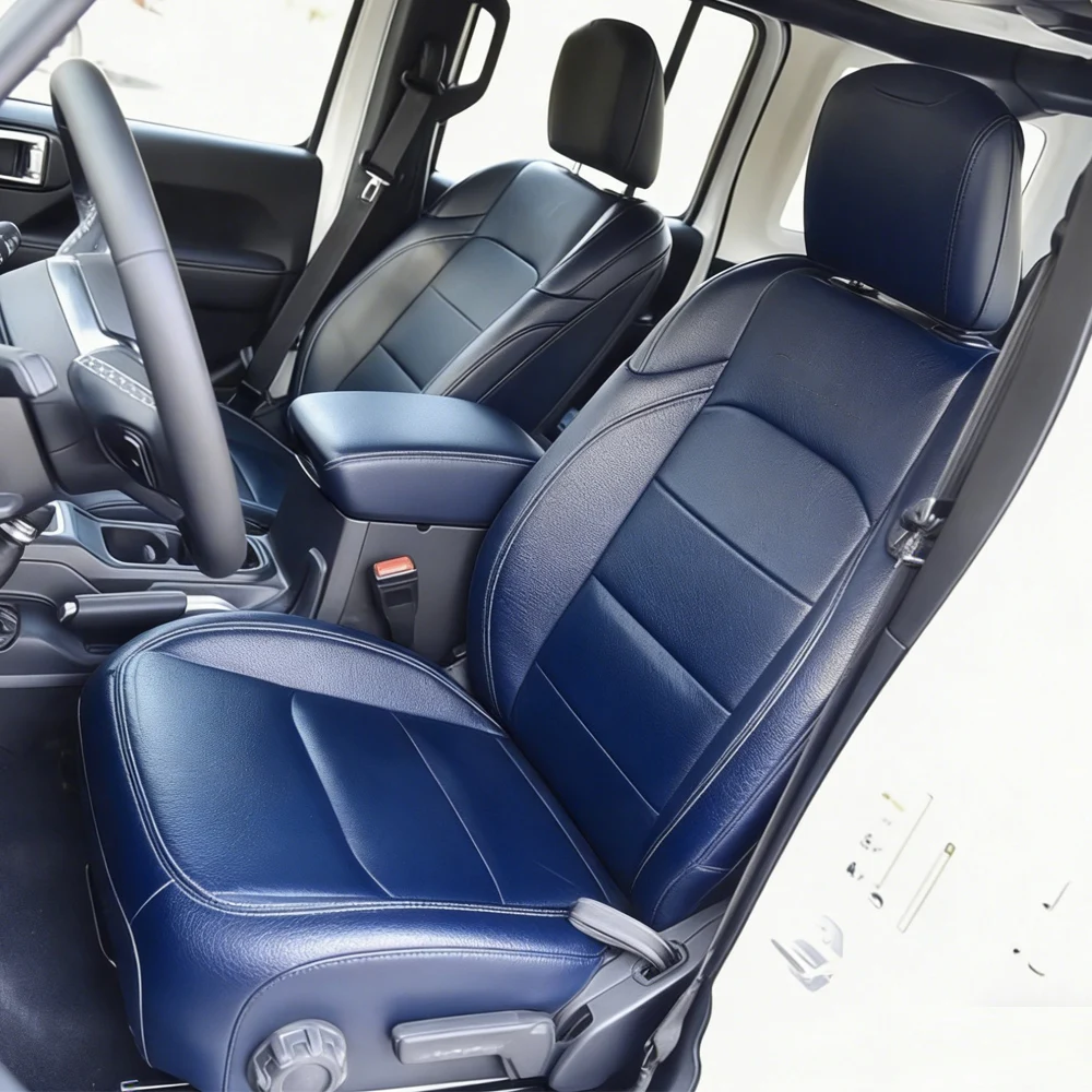 

Custom Car Seat Cover For Jeep Wrangler 4 Door JL 2018-2022 Faux Leather Cushion Car Seat Covers Full Set Car Accessories