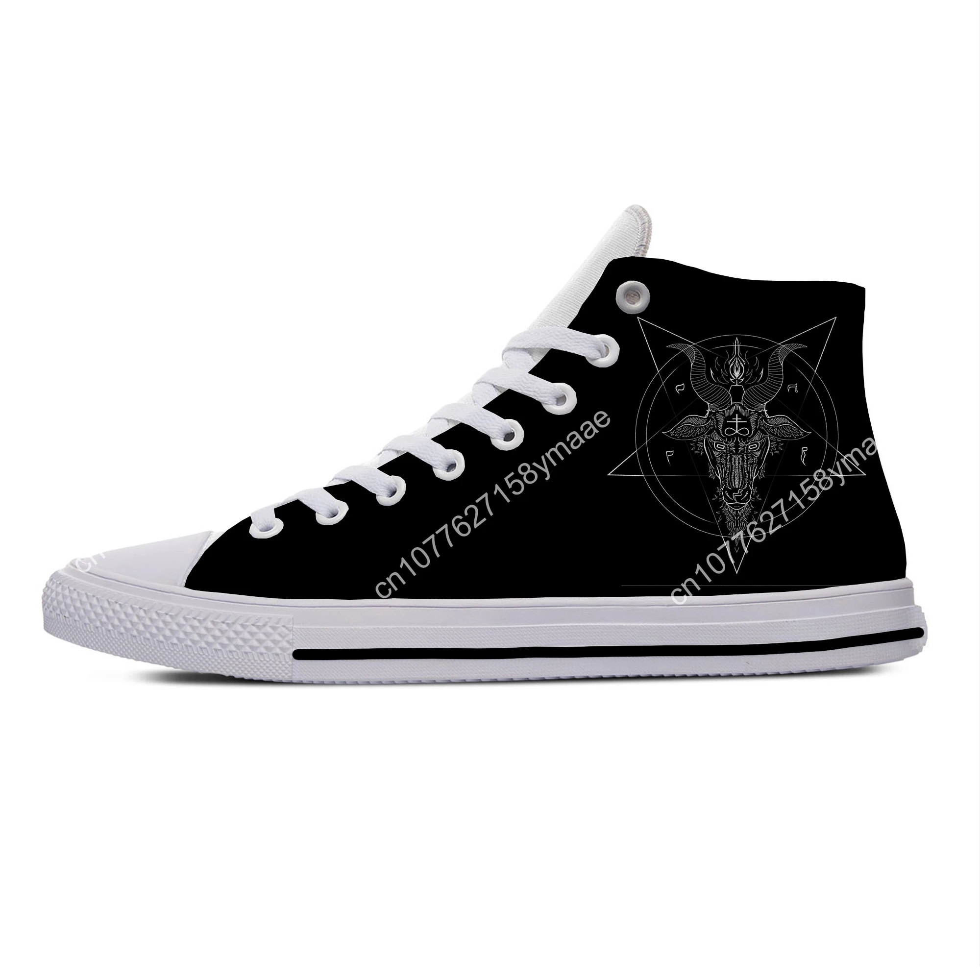 Hot Summer Baphomet Lucifer Demon Death Evil Grim Reaper Casual Cloth Shoes High Top Board Shoes Men Women Classic Sneakers