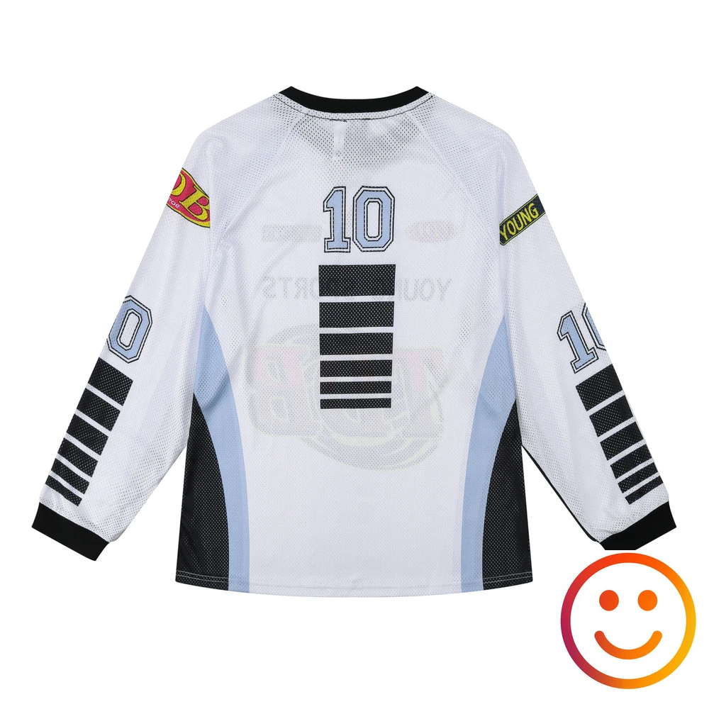 

Mesh Number 10 Print Young Sports T-Shirt Men Women Patchwork Breathe Graphic T Shirts Long Sleeve Tee Loose Men's Clothing