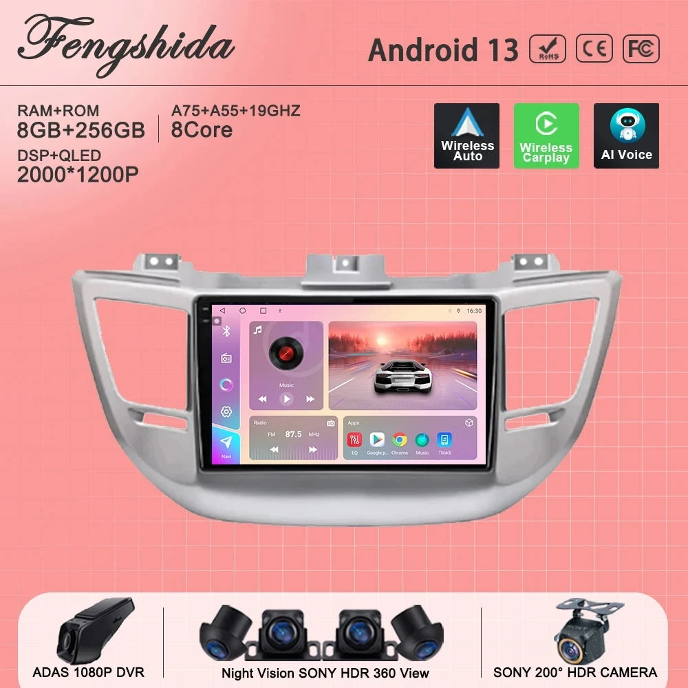 Android 13 dla Hyundai Tucson IX35 3 2015 2016 2017 2018 Auto Radio Ekran DSP Odtwarzacz Multimedialny Nawigacja GPS Bez 2din DVD 5G