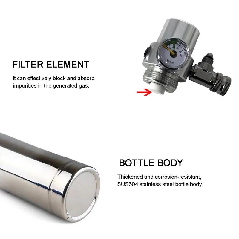 1/2L Rvs Aquarium CO2 Generator Systeem CO2 Kit CO2 Cilinder Generator Systeem Kooldioxide Reactor Kit Planten