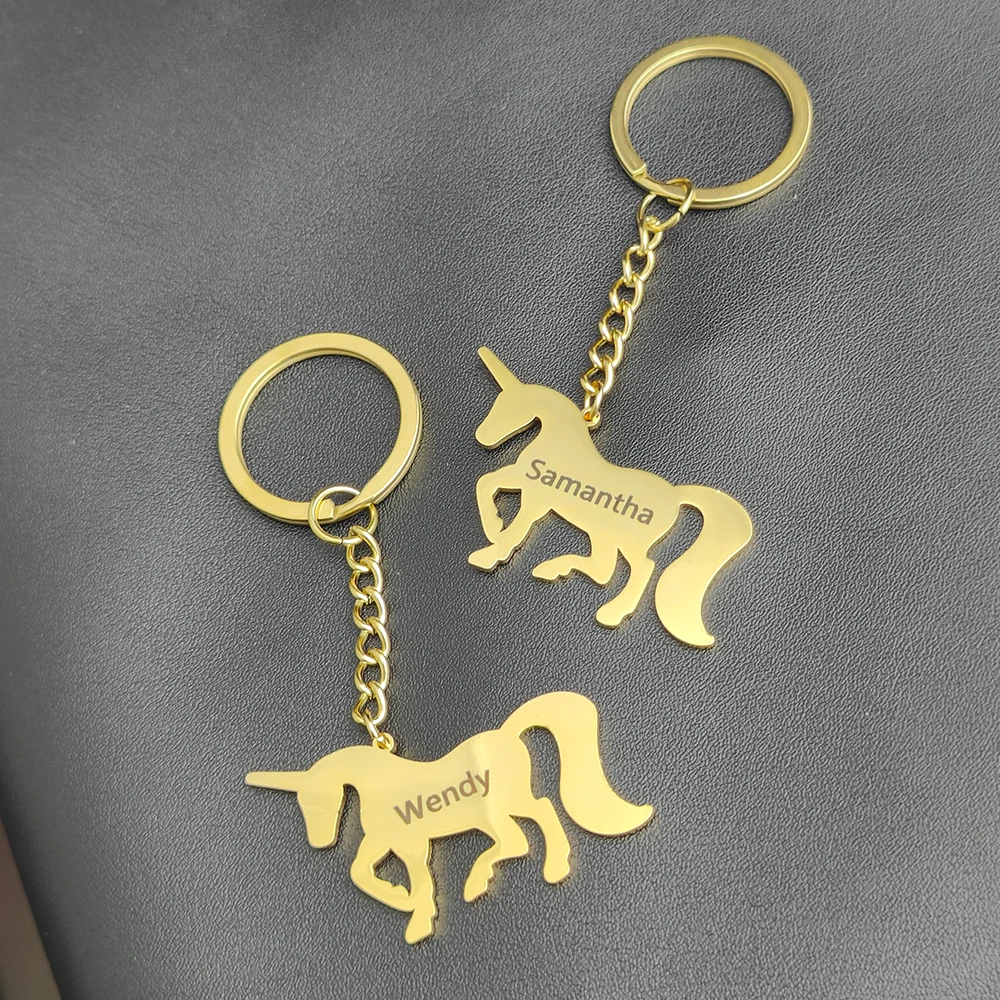 

Unicorn Keychain Horse Key Rings Can Engrave Name Dog Paw Stainless Steel Key Chain For Women Man Customization Keychain Gifts