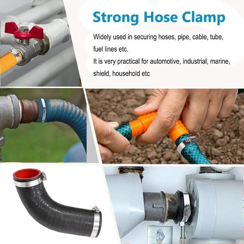 ZOOMKEY 10pcs hose clamp adjustable 6-12mm Stainless Steel worm gear hose clip hose lock for water pipe plumbing