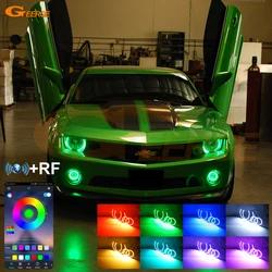 For Chevrolet Chevy Camaro 2009 2010 2011 2012 2013 Bluetooth BT APP Ultra Bright Multi Color RGB LED Angel Eyes Kit Halo Rings