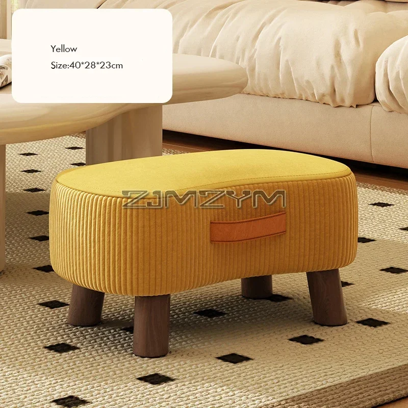 Small Rectangle Foot Stool, Velvet Fabric Footrest Ottoman Stool with Non-Skid Wood Legs, Modern Footstools Step for Couch image 4