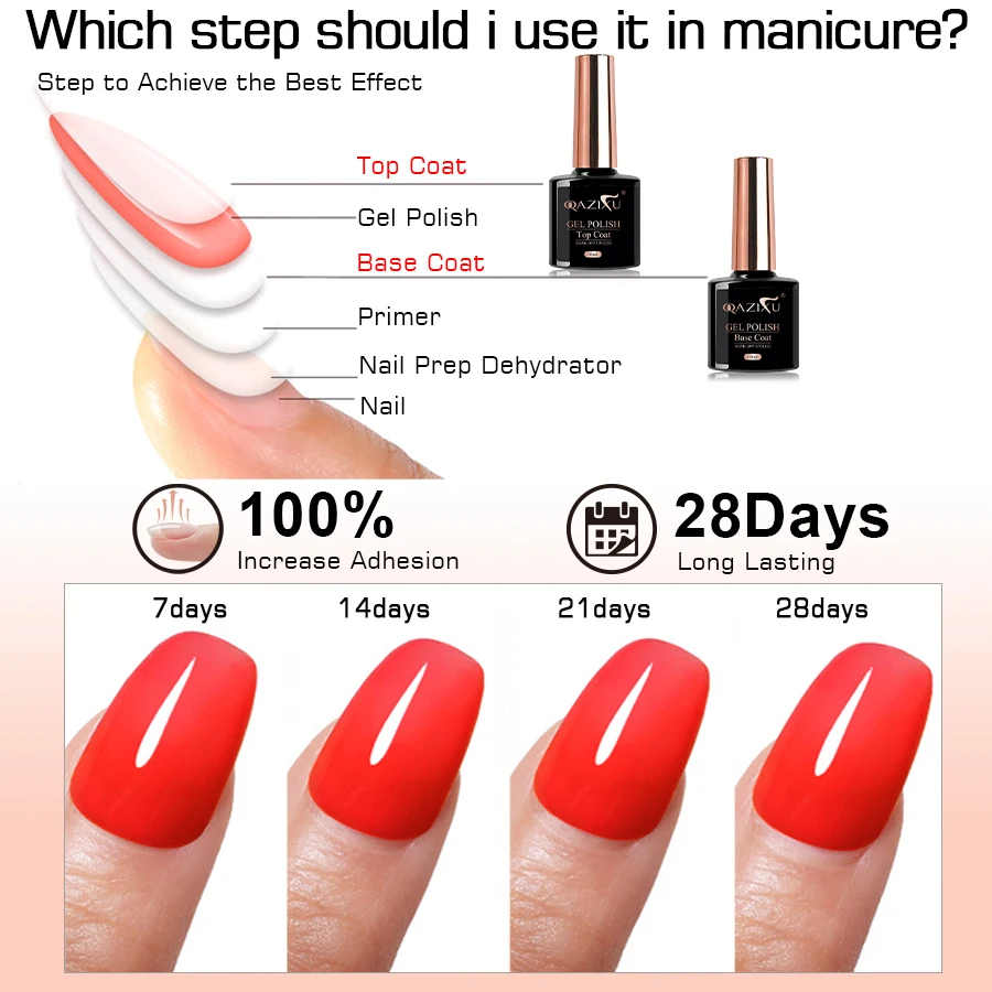 QAZIXU 1-2 قطعة 10 مللي مجموعة فنية للأظافر من الجل مع معطف أساسي ومعطف علوي نقع قبالة UV LED هلام البولندية لأداة تصميم فن الأظافر #5