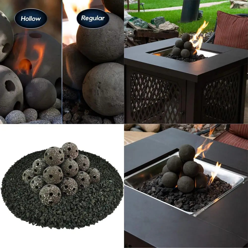 

Набор из 20 полых керамических огневых шаров цвета угольно-серого с отливами, 3 дюйма, современный аксессуар для костровых чаш (для использования в помещении/на улице)