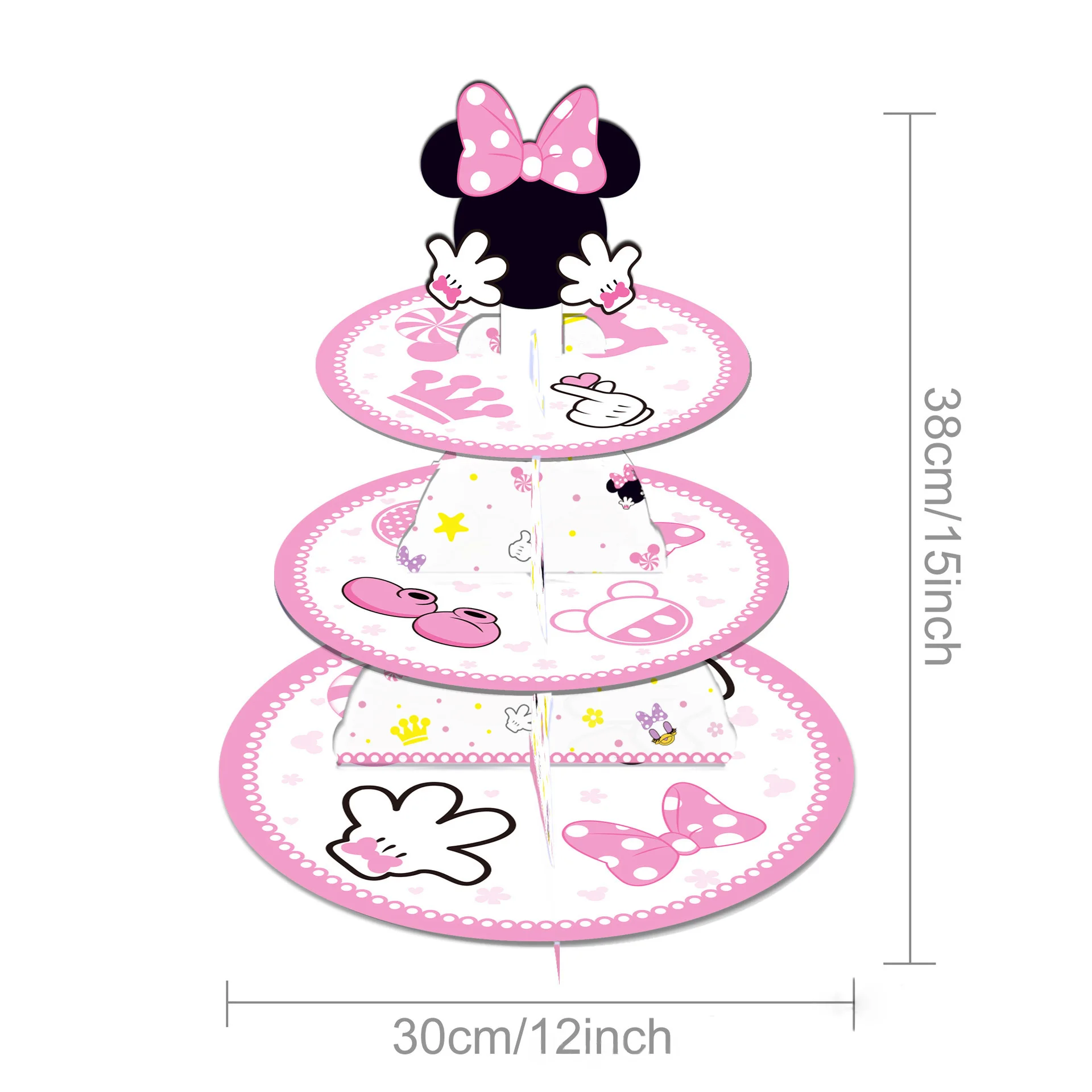 Disney Minnie Topolino Torta Stand Decorazioni per feste per Baby Shower Bomboniere per bambini Torta Bandiera Anniversaire Forniture per torte per