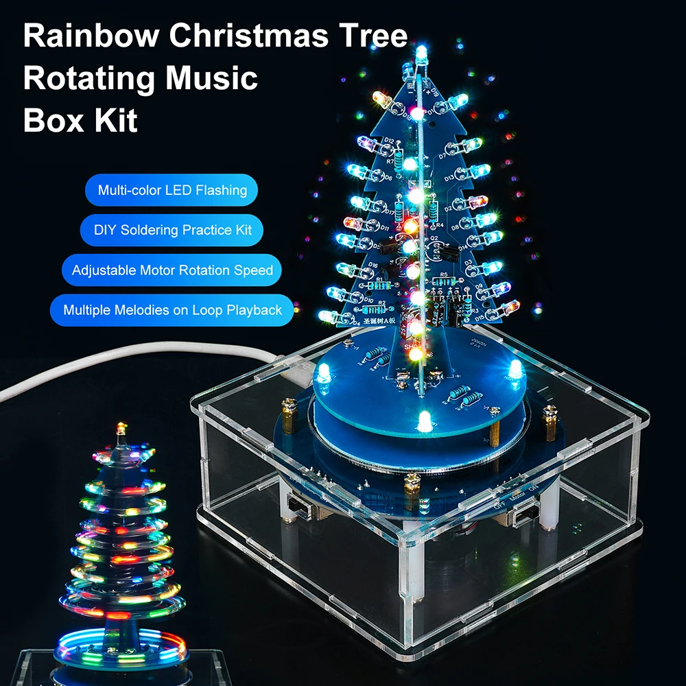 

DIY 3D Рождественская елка DIY Наборы RGB LED Мигающая елка DIY Наборы Электроника Паяльный комплект 3D Для практики пайки Micro USB