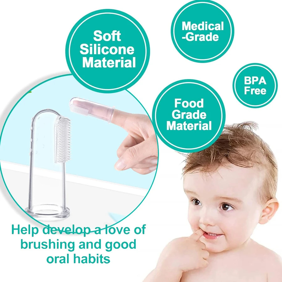 1pcs Baby Finger Toothbrush Food Grade Silicone Thumb Toothbrush Infant Tongue Coating Cleaning Brush