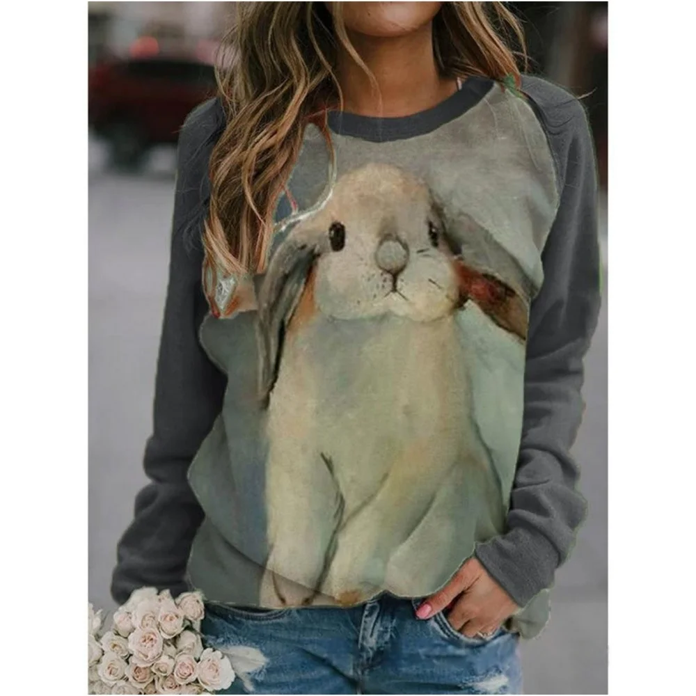 Animals Pattern Sweatshirts Animal 3D Print Hoodies Women Fashion Raglan Sleeve Oversized Pullovers Tops Female Clothing