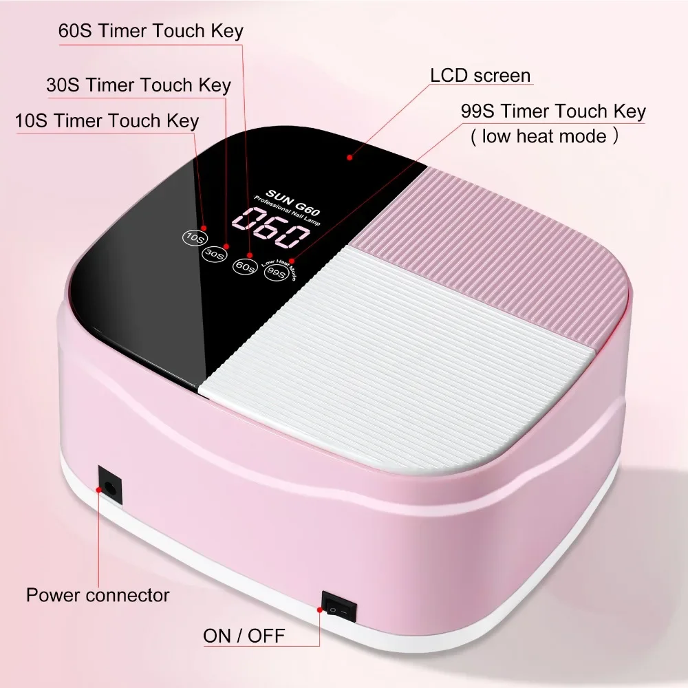 

288W Rechargeable Nail Lamp 45 UV LEDs Gel Nail Light With 4 Timers LCD Display Quickly Curable Gel Nail Polish LED Dryer Tools