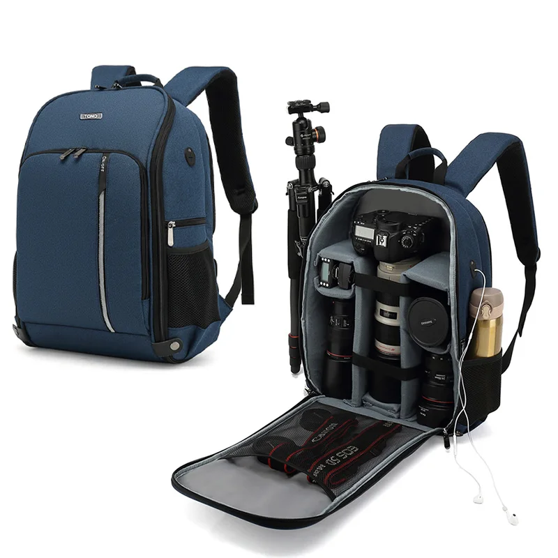 1 men's travel professional camera backpack with tripod stand, detachable anti-theft passport lock, laptop backpack suitable for