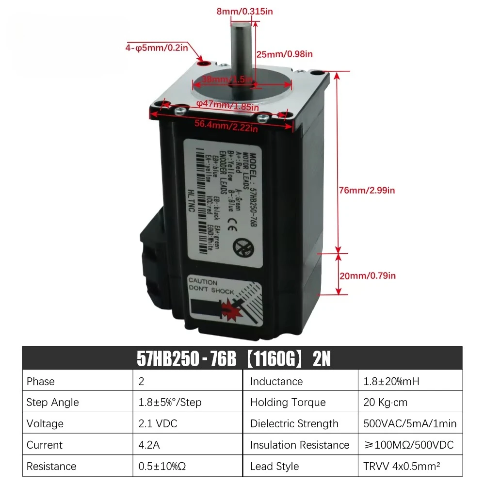 Encoder Nema23 Closed Loop Stepper Motor，3M encoder cable