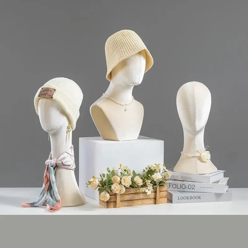 Colorful Velvet Head Mannequin for Hat Display Stand Dummy Head Model Props for Clothing Store Whole Body Display