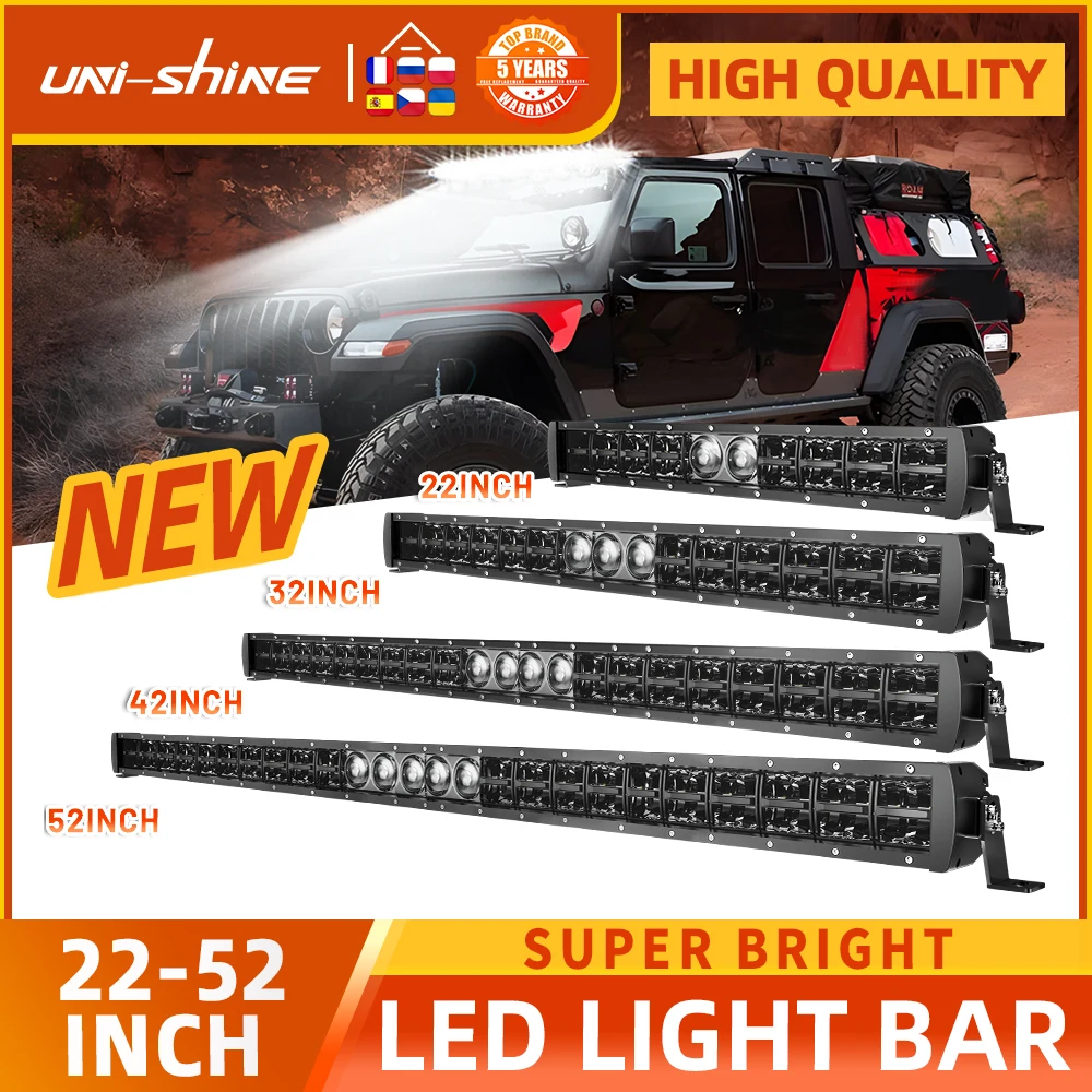 

UNI-SHINE 22 32 42inch Led Light Bar Combo Driving Lamp Dual Row Light Straight 12V 24V For Forklift Mower Boat ATV 4X4 UTE