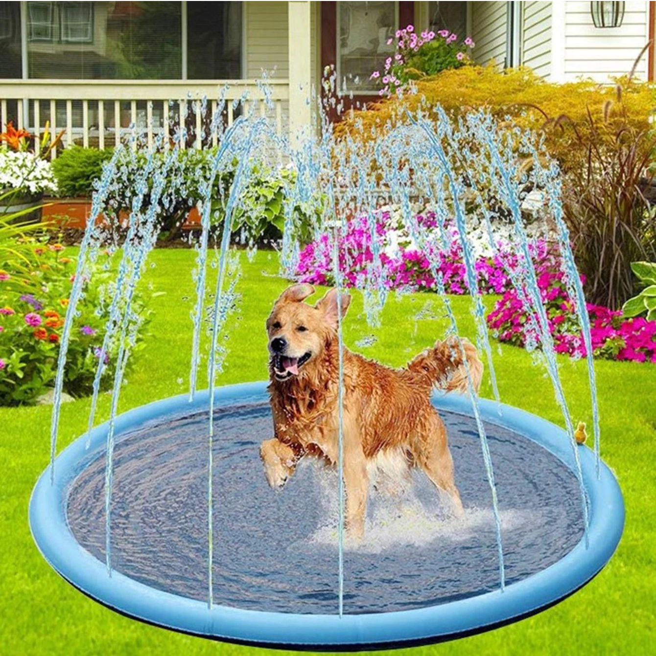 

150*150cm Pet Sprinkler Pad Play Cooling Mat Swimming Pool Inflatable Water Spray Pad Mat Tub Summer Cool Dog Bathtub For Dogs