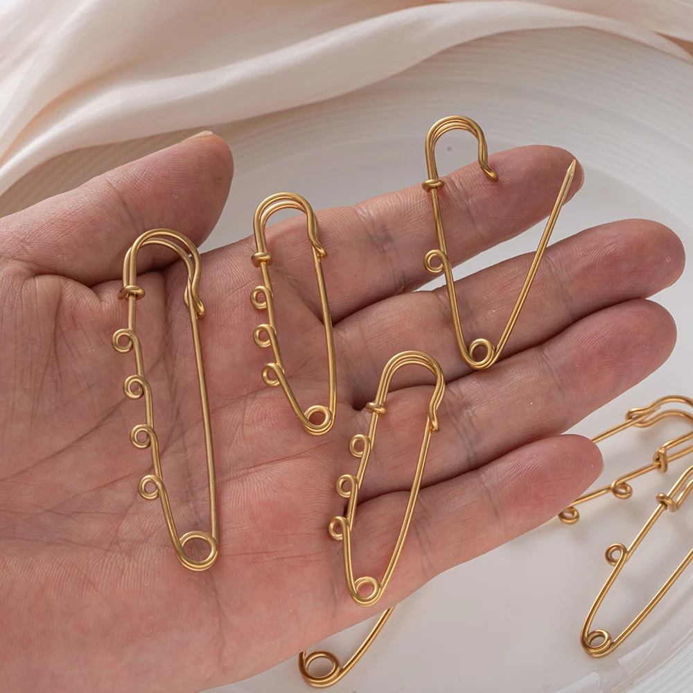 5 Stück Edelstahl Große Sicherheitsnadeln Broschen-Rohlinge mit 1/2/3/4 Schlaufenringen für DIY Schmuckherstellung Zubehör – Detail 2