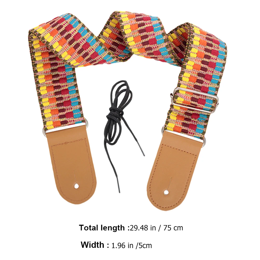 

Adjustable Cotton Strap Bohemian Style Durable Folk Guitar Belt High-Density Buckle Creative Guitar Accessory For Electric Bass
