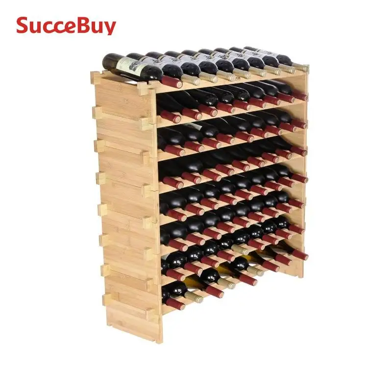 VEVOR 48/72 Bottle Stackable Modular Wine Rack Free Standing Wine Storage Rack Bamboo Wine Holder Display Shelves for Cellar