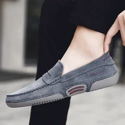 Men Moccasin Loafers slip on Casual Genuine Leather Driving Shoes outdoor Boat Shoes cow suede leather Moccasins For Man 896